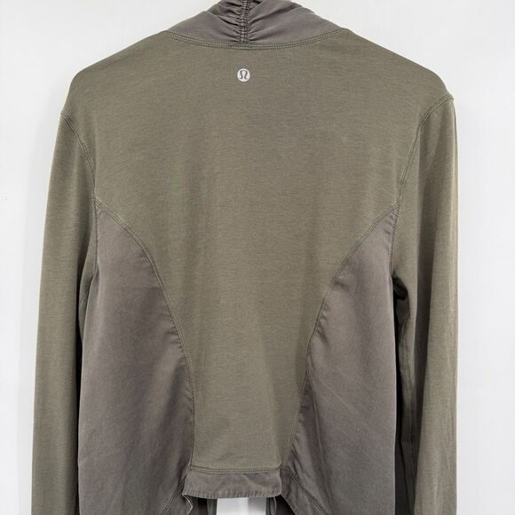 Lululemon Green Wrap Long Sleeve Open Front Draped Cardigan Top Size 8 - Picture 5 of 8